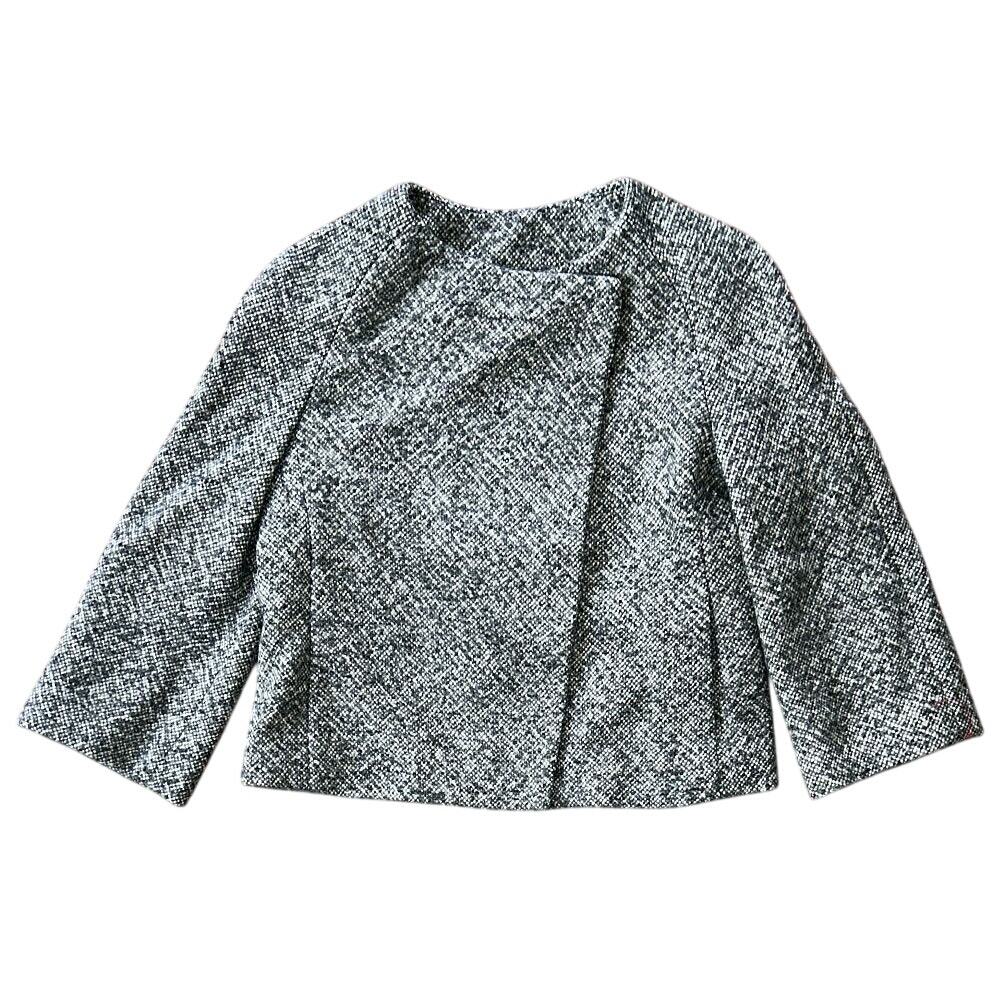 Banana Republic Wool Mohair Blend Asymmetrical Gray Blazer Jacket XS